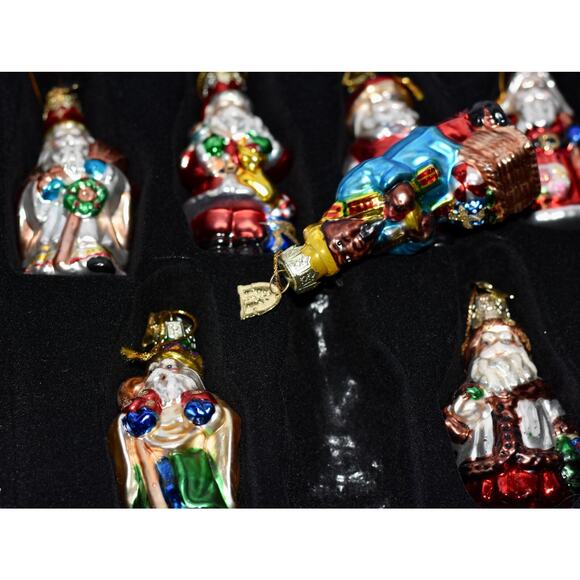 2002 Thomas Pacconi Classics Blown Glass Christmas Ornaments Set of 16 Santas - Picture 7 of 9
